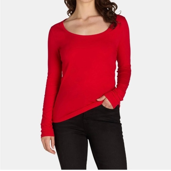 No Boundaries Red Long Sleeve Scoop Neck Tee - Women's Small NWT - Picture 5 of 7